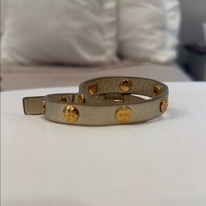 Gold Studded Leather Wrap Bracelet